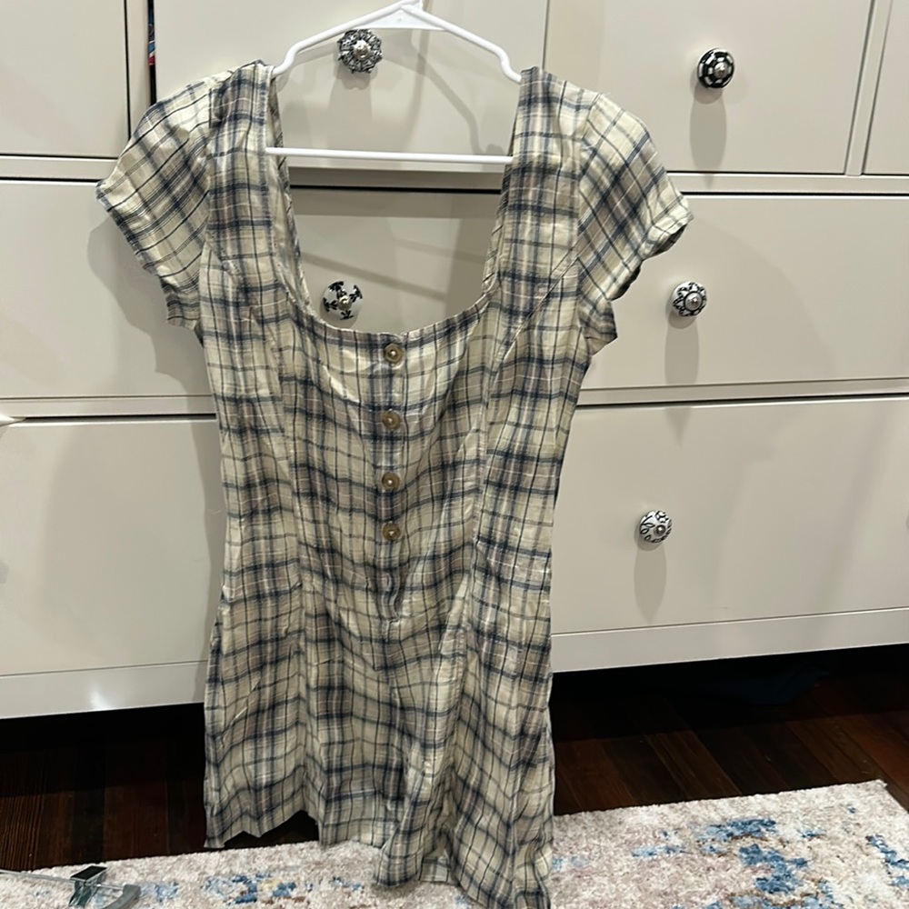 Urban Outfitters plaid button up romper